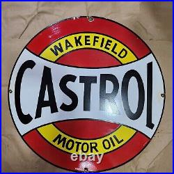 Castrol Motor Oil Porcelain Enamel Sign 30 Inches Round