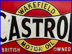 Castrol Wakefield Motor Oil Huge Embossed Tin Sign Perfect With Bowser Oil Can