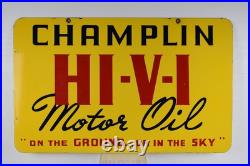 Champlin HI-V-I Motor Oil Double Sided Porcelain Sign 32 Inches Wide 20 Tall