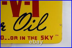 Champlin HI-V-I Motor Oil Double Sided Porcelain Sign 32 Inches Wide 20 Tall