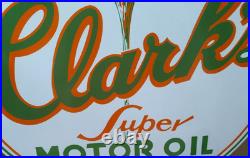 Clarks Motor Oil Porcelain Enamel Sign 30 x 30 Inches 1 Sided
