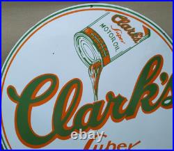 Clarks Motor Oil Porcelain Enamel Sign 30 x 30 Inches 1 Sided
