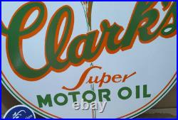 Clarks Motor Oil Porcelain Enamel Sign 30 x 30 Inches 1 Sided
