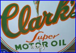 Clarks Motor Oil Porcelain Enamel Sign 30 x 30 Inches 1 Sided