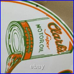 Clarks Motor Oil Porcelain Enamel Sign 30 x 30 Inches 1 Sided