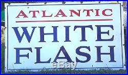 Classic Atlantic White Flash Sign Gas Station Early Advertising Motor Oil 72X42