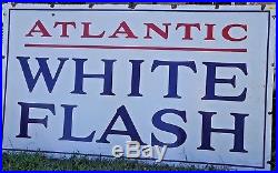 Classic Atlantic White Flash Sign Gas Station Early Advertising Motor Oil 72X42