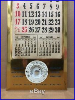 Crown Gasoline Motor Oil Sign Calender Thermometer Maryland Metal