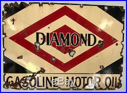 D-X DIAMOND 1920 Sunoco DX MOTOR OIL GASOLINE SIGN mid continent petroleum COTM