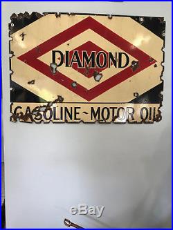 D-X DIAMOND 1920 Sunoco DX MOTOR OIL GASOLINE SIGN mid continent petroleum COTM