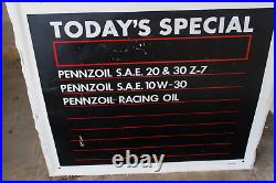 Date 1979 PENNZOIL MOTOR OIL Old Gas Station TODAY'S SPECIAL Tin Sign
