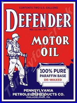 Defender Motor Oil 24 x 32 METAL SIGN