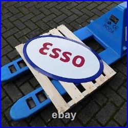 ESSO Gas Gasoline Motor Oil Vintage Garage Large Porcelain Enamel Sign Shield