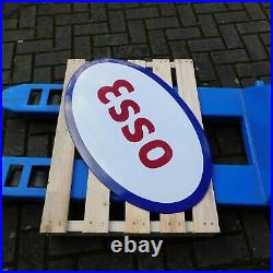 ESSO Gas Gasoline Motor Oil Vintage Garage Large Porcelain Enamel Sign Shield