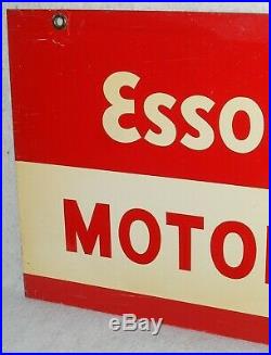 ESSO MOTOR OIL SIGN AUTHENTIC Essolube DOUBLE SIDED VTG 1940's