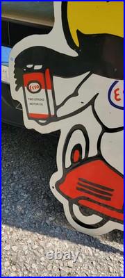 ESSO Two Stroke Motor Oil Vintage porcelain sign ESSO Two Stroke Motor Oil Vintage porcelain sign