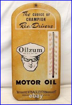 Early OILZUM Thermometer MOTOR OIL Sign Working RARE Race Drivers ADVERTISING