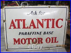 Early Original Atlantic Motor Oil Porcelain Sign