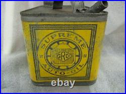 Early Original Gulf Supreme Motor Oil Gallon Metal Can