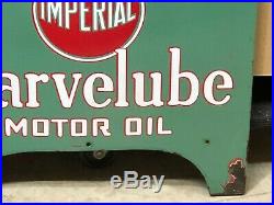 Early Original IMPERIAL MARVELUBE MOTOR OIL Sign PORCELAIN Rack Gas Oil Station