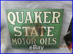 Early Original Quaker State Motor Oil Flange Sign
