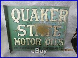 Early Original Quaker State Motor Oil Flange Sign