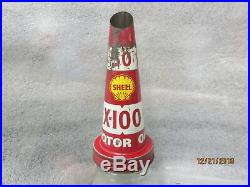 Early Original Shell X 100 Embossed Motor Oil Bottle With Original Spout