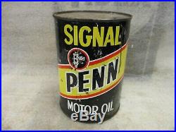 Early Original Signal Penn Motor Oil One Quart Can Metal