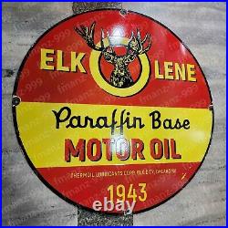 Elkolene Motor Oil Porcelain Enamel Sign 30 Inches Round