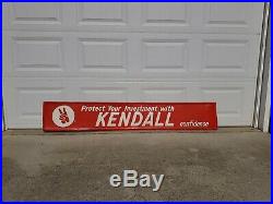 Embossed Tin Kendall Motor Oil Gas Station Garage Sign Auto Advert. 6ft