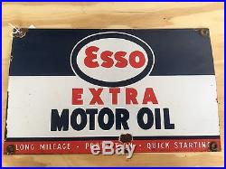 Esso Extra Motor Oil 8 Bottle Oil Rack Enamel Sign