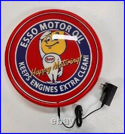 Esso Motor Oil LED Bar Lighting Wall Sign Light Button Man Cave Garage Gift