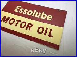 Essolube Motor Oil Original Porcelain Gas & Oil Sign Double Sided NICE