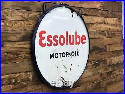Essolube motor oil porcelain double sided sign