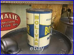 Exceptional Condition Scarce Bolivar 5qt Motor Oil Can Allegany Refiners Sign