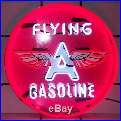 Flying A Gasoline Neon Sign Tidewater Company Gas & Motor Oil Gas Station