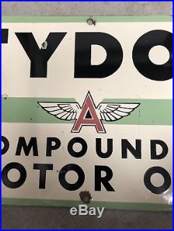 Flying A Service porcelain sign gas station Tydol Motor Oil Texaco Frontier Rare