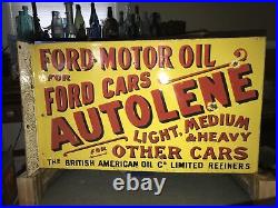 Ford Autolene Motor Oil Porcelain Flange Sign