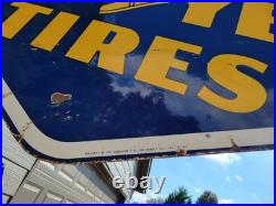 GOODYEAR PORCELAIN ADVERTISING SIGN MOTOR OIL GAS With Original Bracket