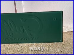 GULFPRIDE MOTOR OIL LARGE EMBOSSED METAL SIGN, (42x 12) NICE SIGN, EXC COND GULFPRIDE MOTOR OIL LARGE EMBOSSED METAL SIGN, (42x 12) NICE SIGN, EXC COND