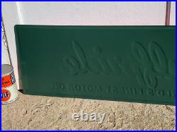 GULFPRIDE MOTOR OIL LARGE EMBOSSED METAL SIGN, (42x 12) NICE SIGN, EXC COND GULFPRIDE MOTOR OIL LARGE EMBOSSED METAL SIGN, (42x 12) NICE SIGN, EXC COND