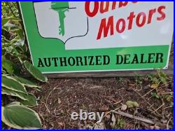 Giant Double-sided Vintage Oliver Outboard Motor Porcelain Sign Gas Oil 30 X 20 Giant Double-sided Vintage Oliver Outboard Motor Porcelain Sign Gas Oil 30 X 20