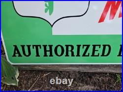 Giant Double-sided Vintage Oliver Outboard Motor Porcelain Sign Gas Oil 30 X 20 Giant Double-sided Vintage Oliver Outboard Motor Porcelain Sign Gas Oil 30 X 20