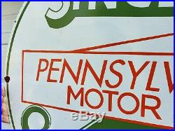 Giant Large Sinclair 30 Pennsylvania Motor Oil Porcelain Sign Dino Gas Station