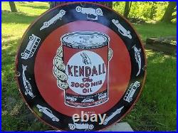 Giant Vintage Kendall Motor Oil Porcelain Gas Station Pump Sign 30