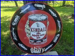 Giant Vintage Kendall Motor Oil Porcelain Gas Station Pump Sign 30