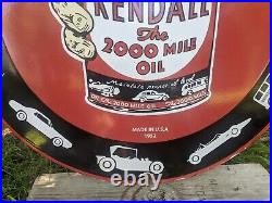 Giant Vintage Kendall Motor Oil Porcelain Gas Station Pump Sign 30