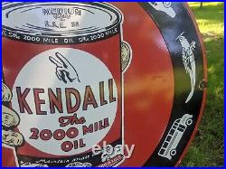 Giant Vintage Kendall Motor Oil Porcelain Gas Station Pump Sign 30