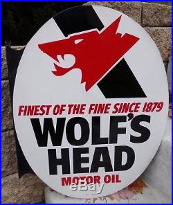 Guaranteed Original Wolf's Head Motor Oil Double Face Flange Gas Station Sign