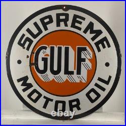 Gulf Enamel Sign Ø 50cm (19.7) Retro Motor Oil Collector Vintage Wall Decor